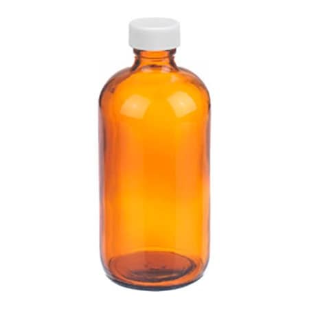 Cp Lab Safety. Wheaton 8 oz Amber Glass Bottles, PP Caps, PTFE Liner, Case of 12 W216845